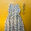 White printed lawn long frock with lace trim and full sleeves – 1pc